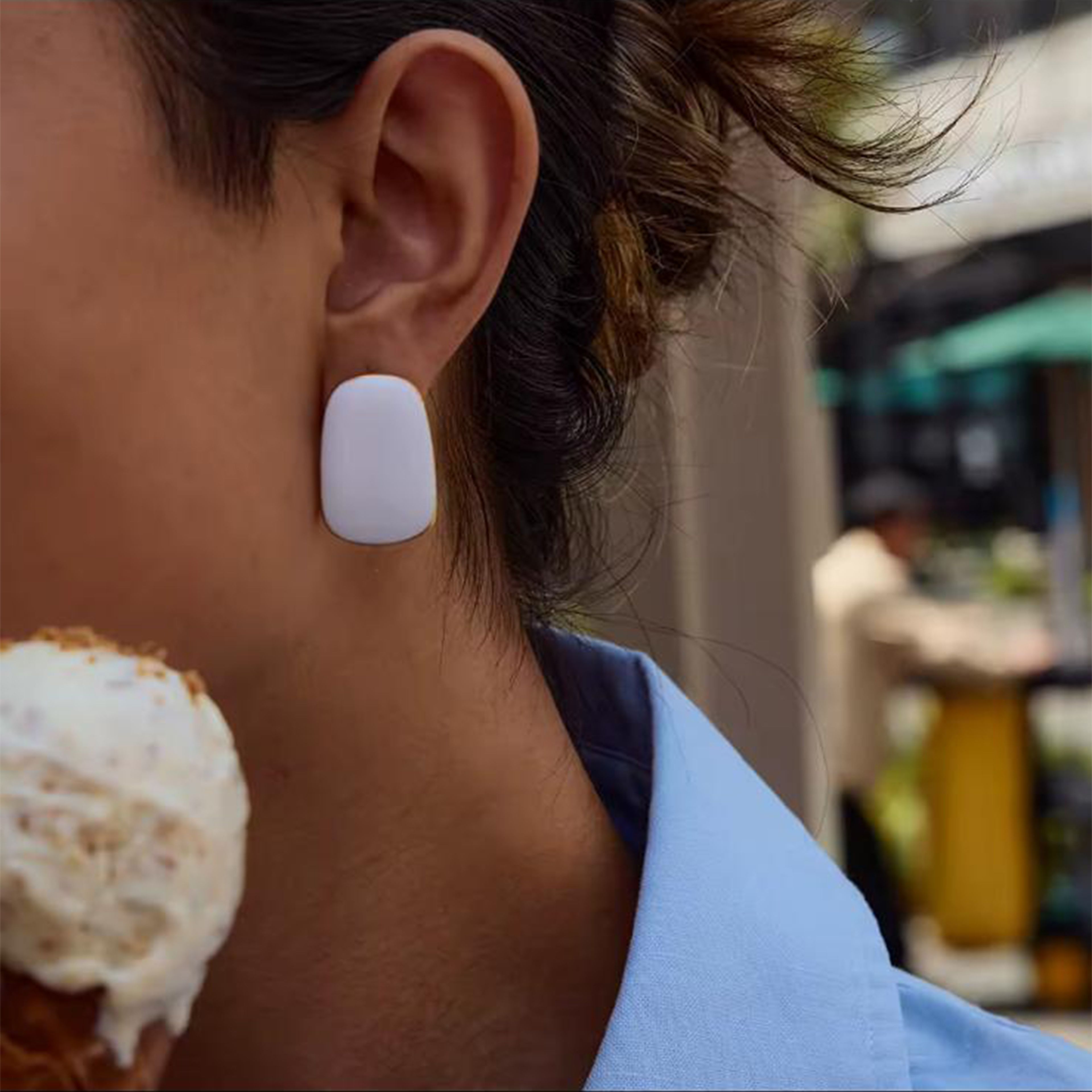 White Aura Earring | Çelik Küpe