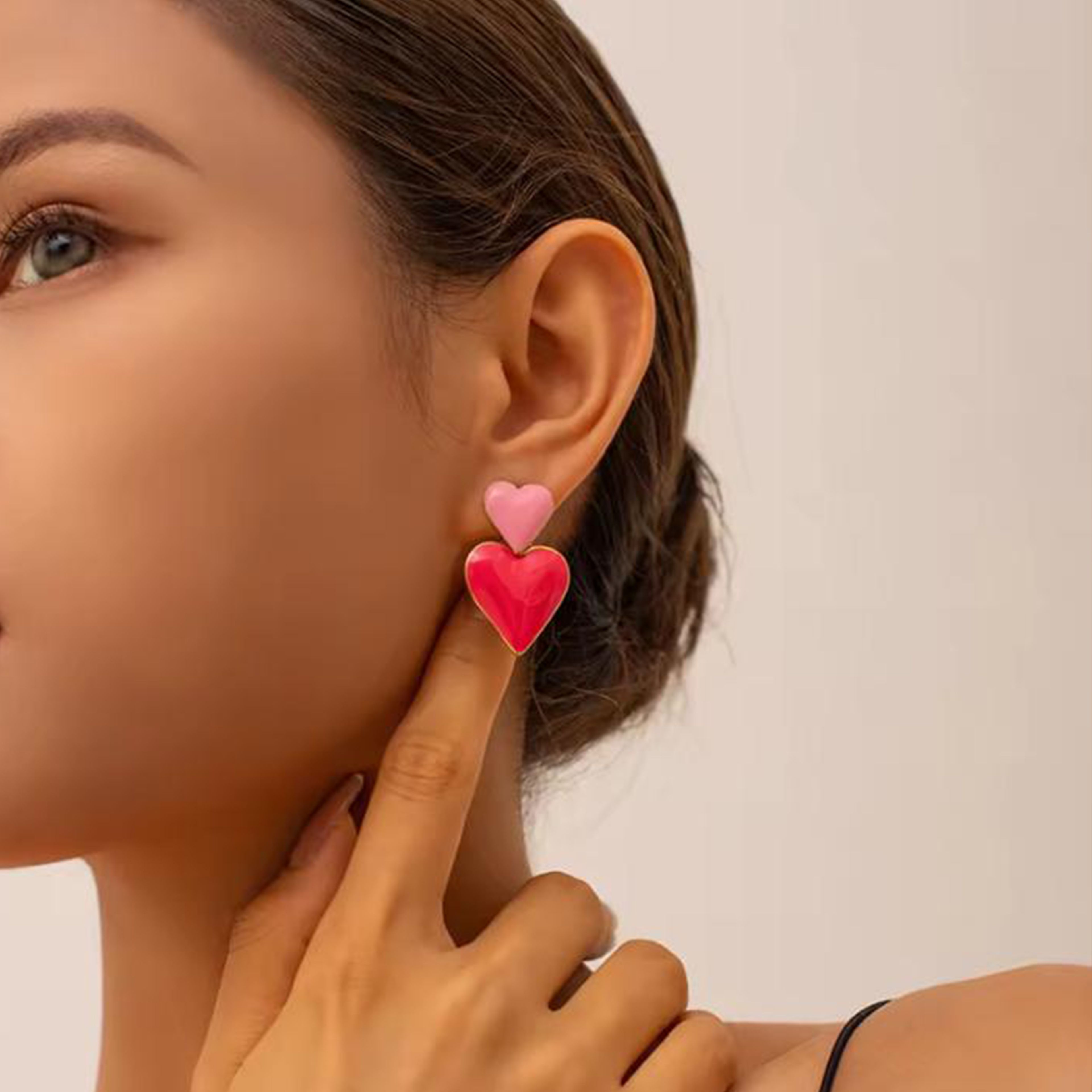 Heart Duo Earring | Çelik Küpe