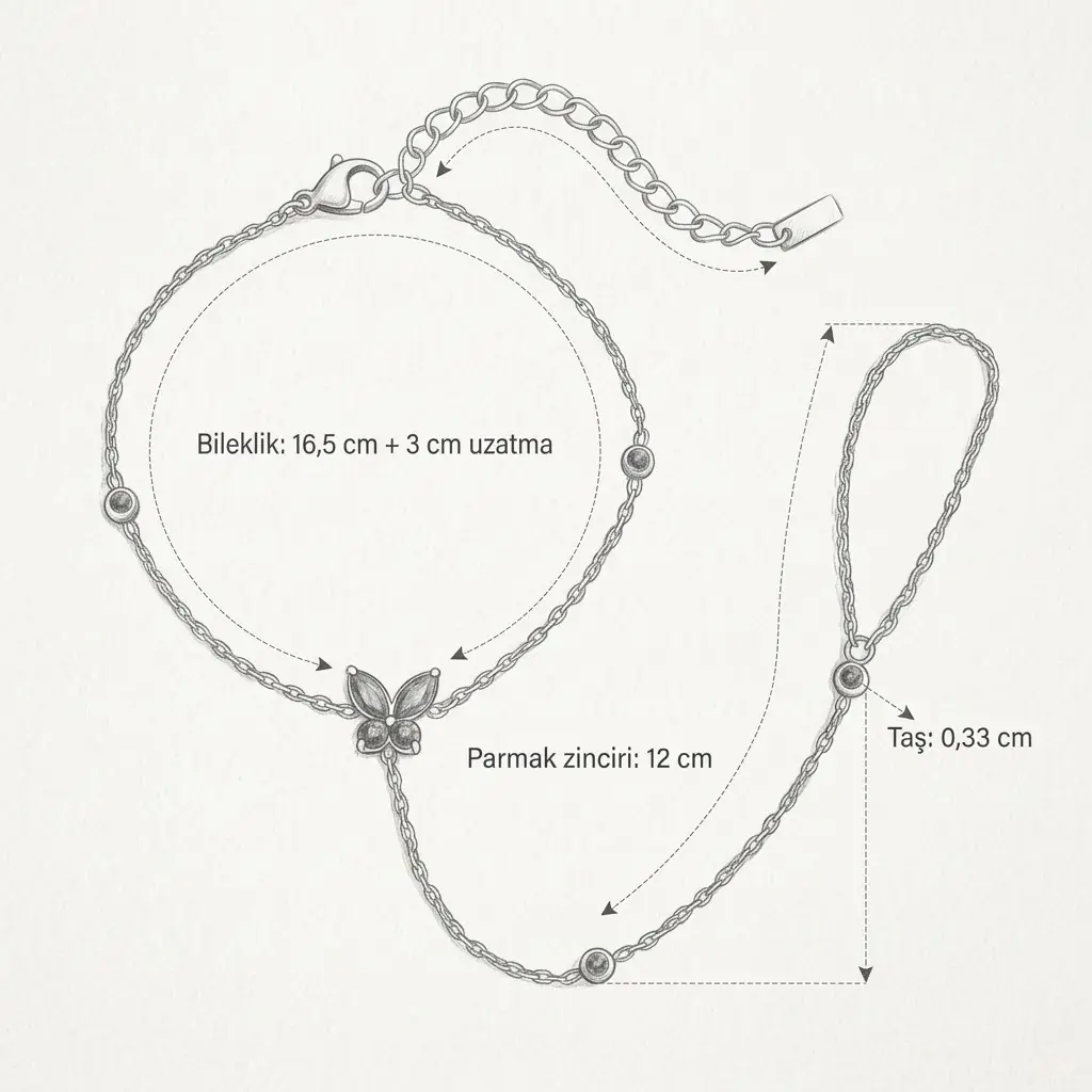 Farfalina Hand Chain | Çelik El Zinciri 6