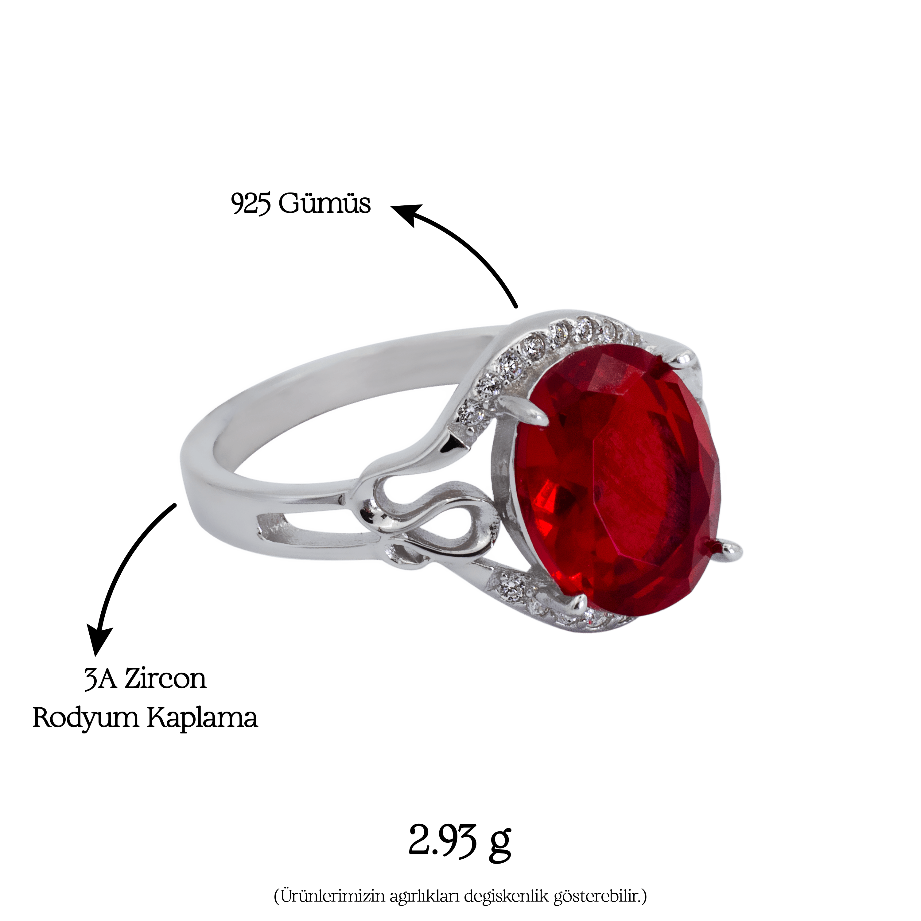 Ruby Flame Ring | Silver Kadın Yüzük