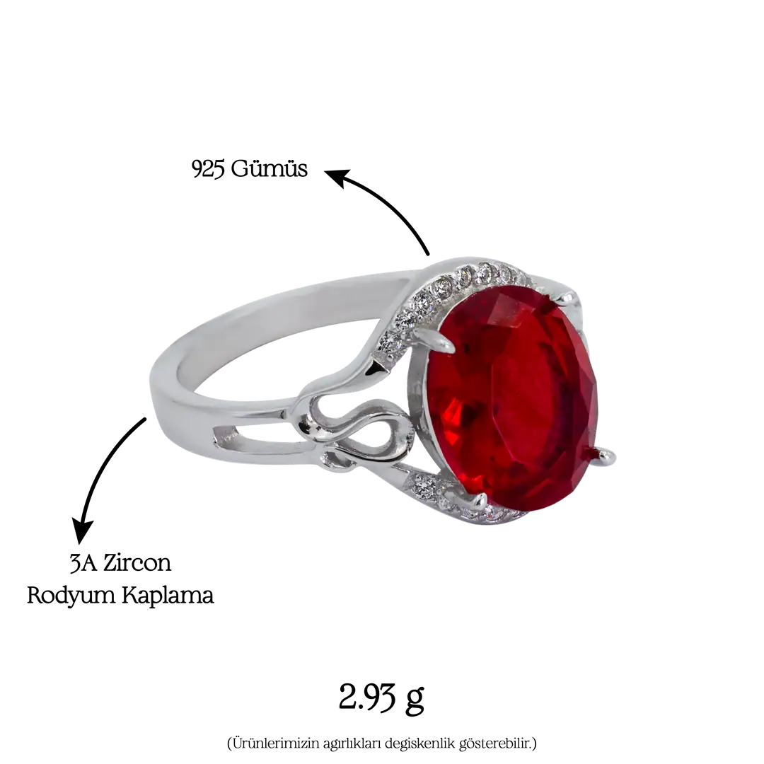 Ruby Flame Ring | 925 Gümüş Kadın Yüzük 2