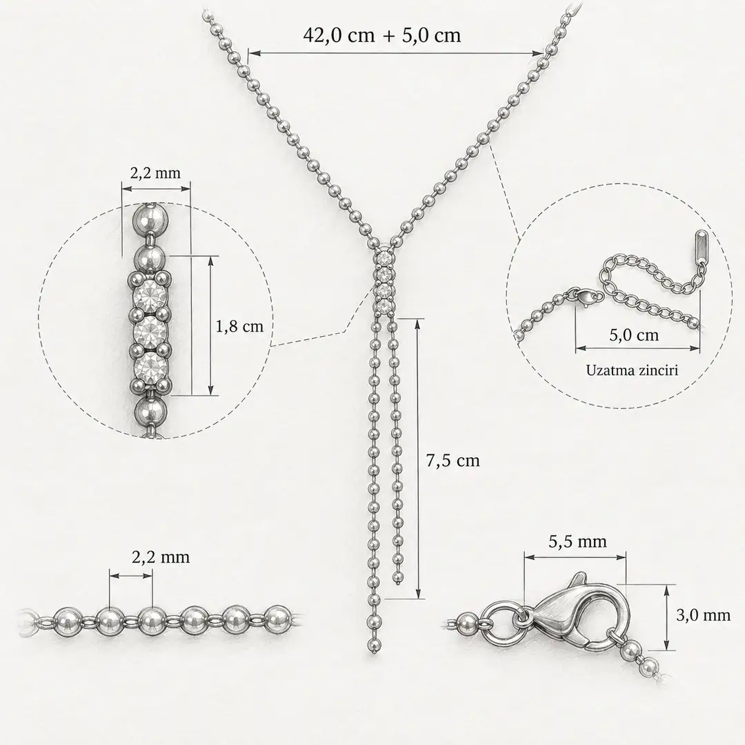 Lanrose Necklace | Çelik Kolye 5