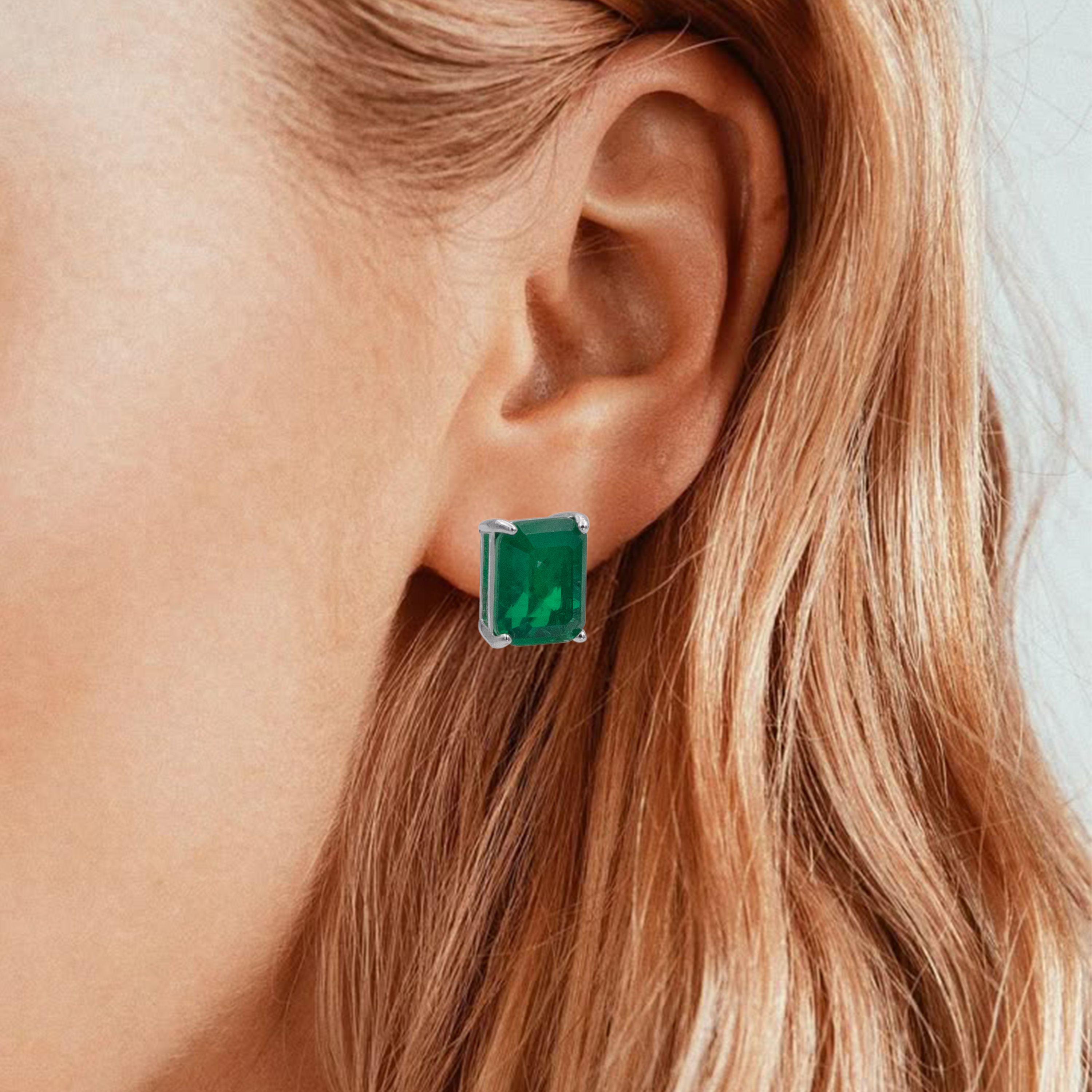 Emerald Grace Earrings | Silver Kadın Küpe