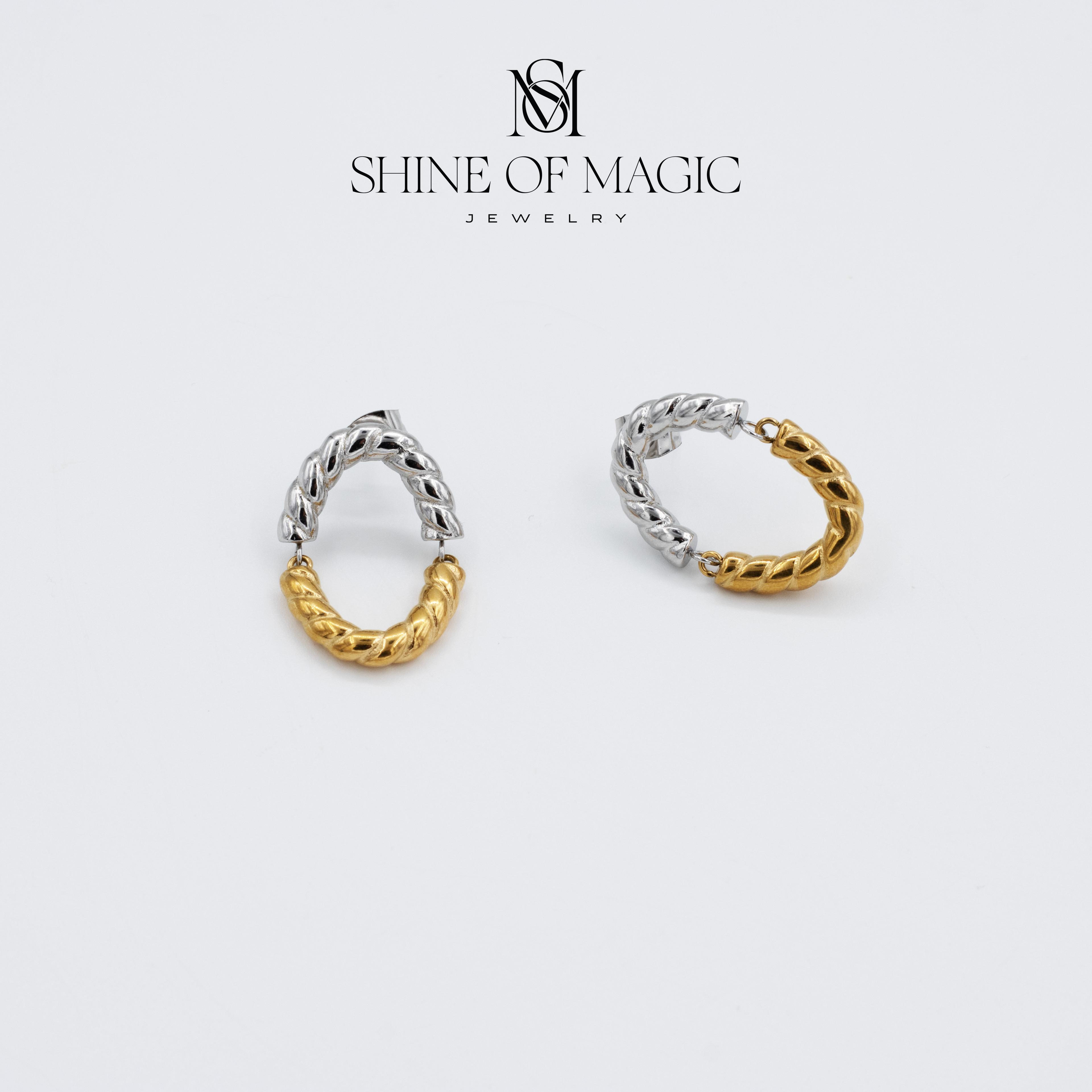 Twisted Duo-Tone Hoops Earring | Çelik Küpe