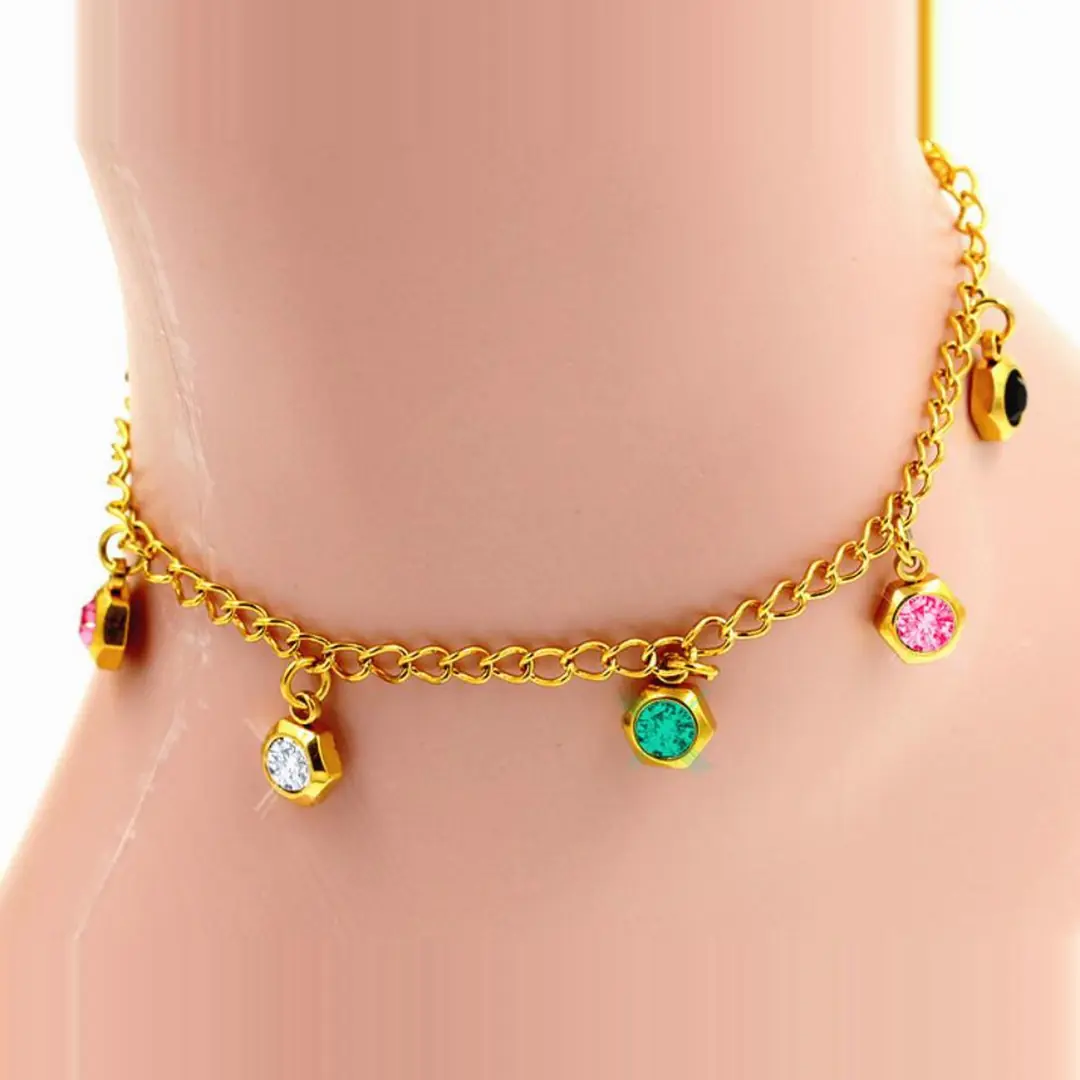 Heksira Renkli Anklet | Çelik HalHal