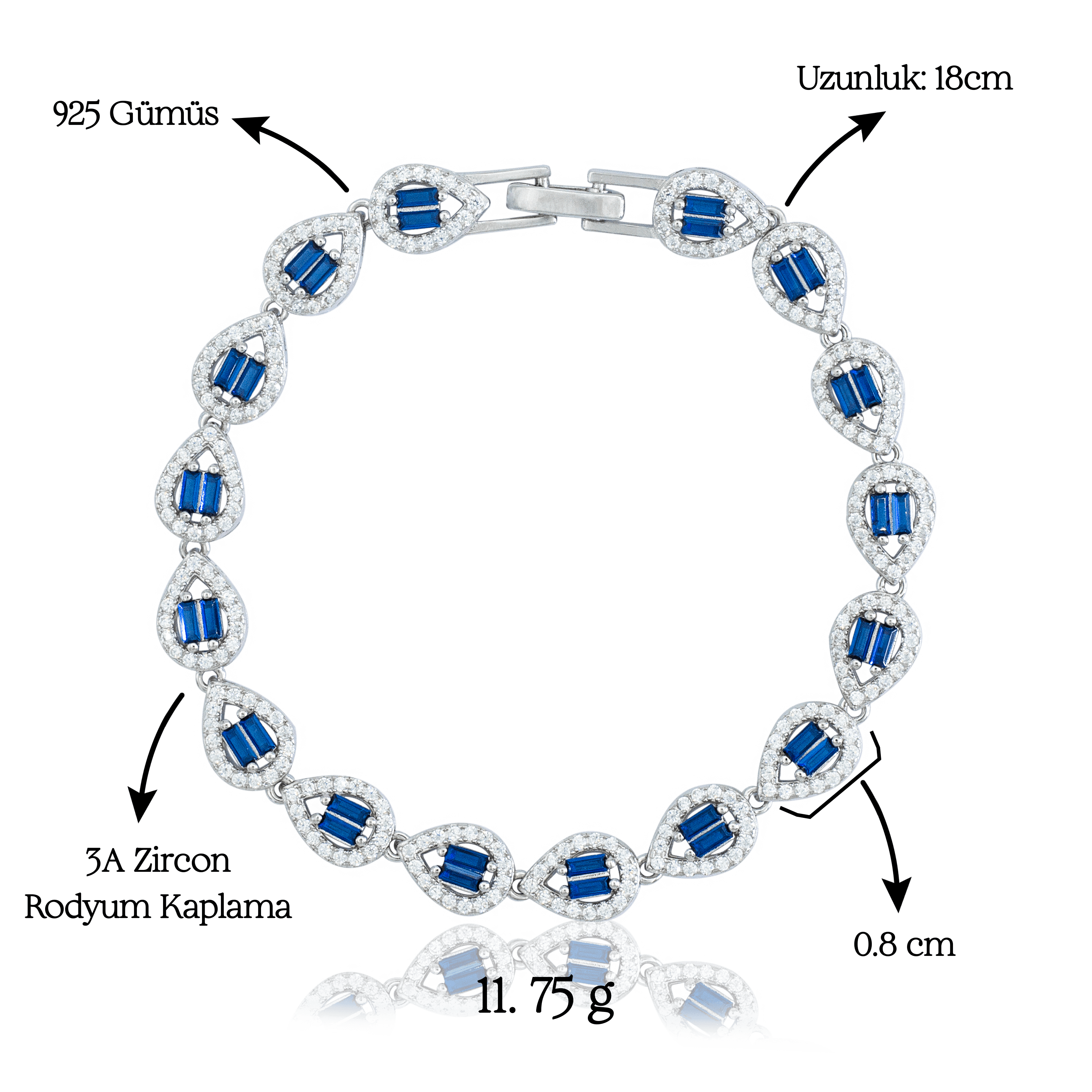 Sapphire Drop Bracelet | Silver Kadın Bileklik
