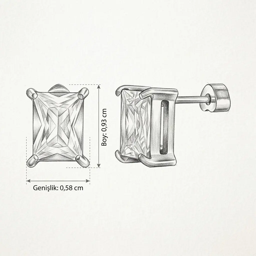 Bagetta Earring | Çelik Küpe 4