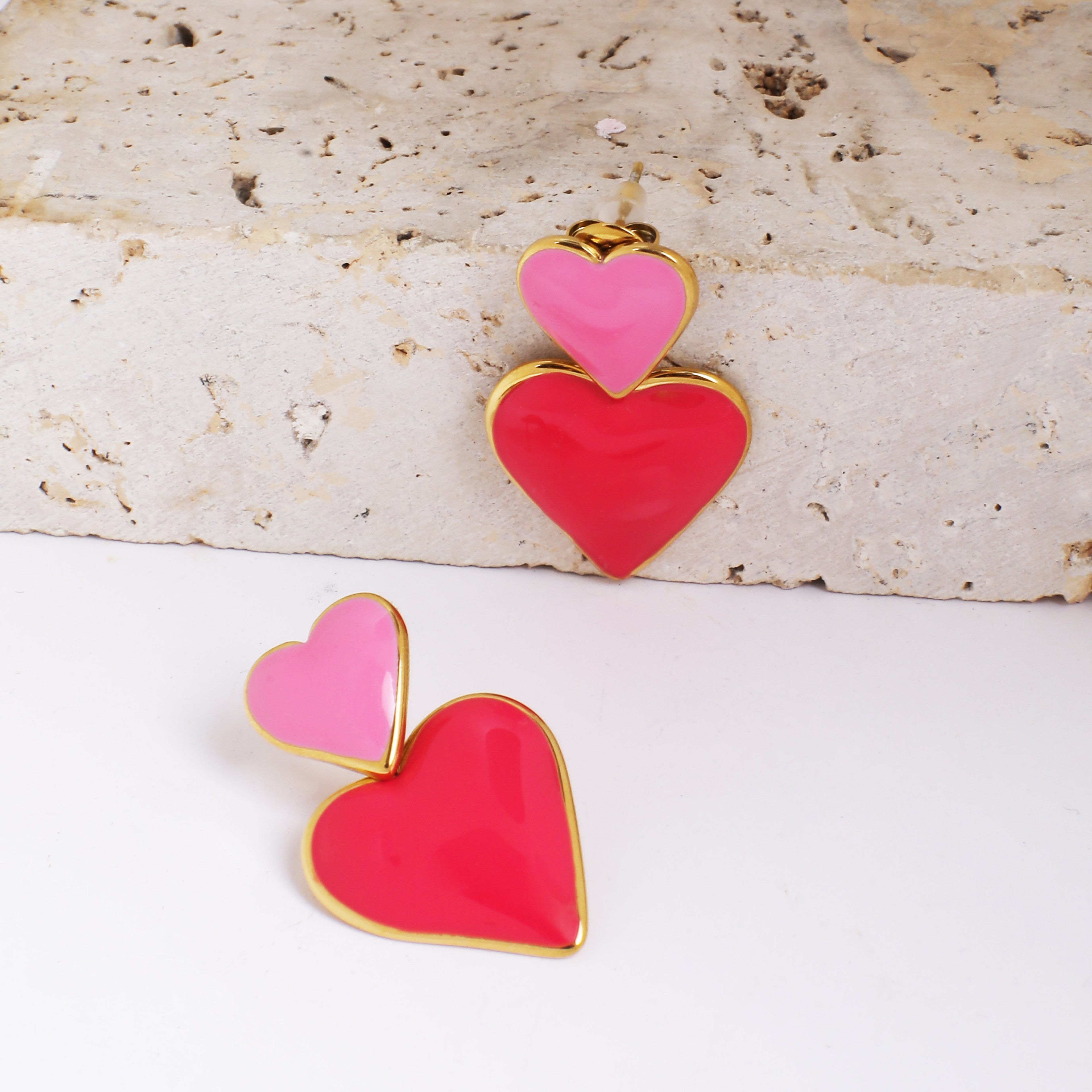Heart Duo Earring | Çelik Küpe