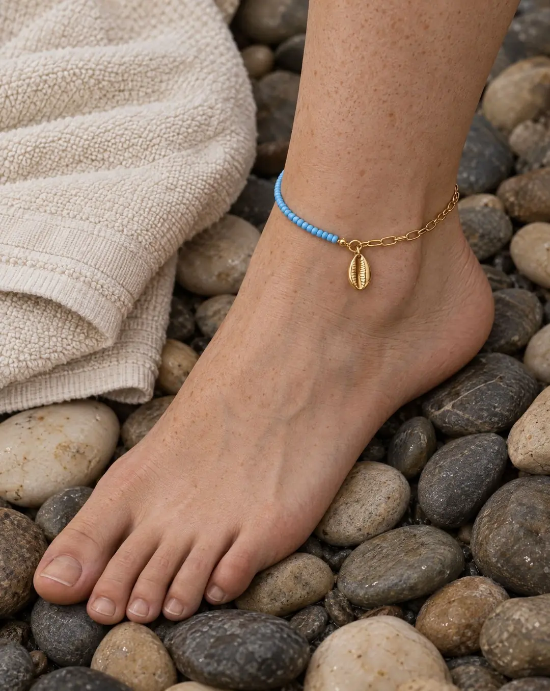 Pabeon Gold Anklet | Boncuklu HalHal 2