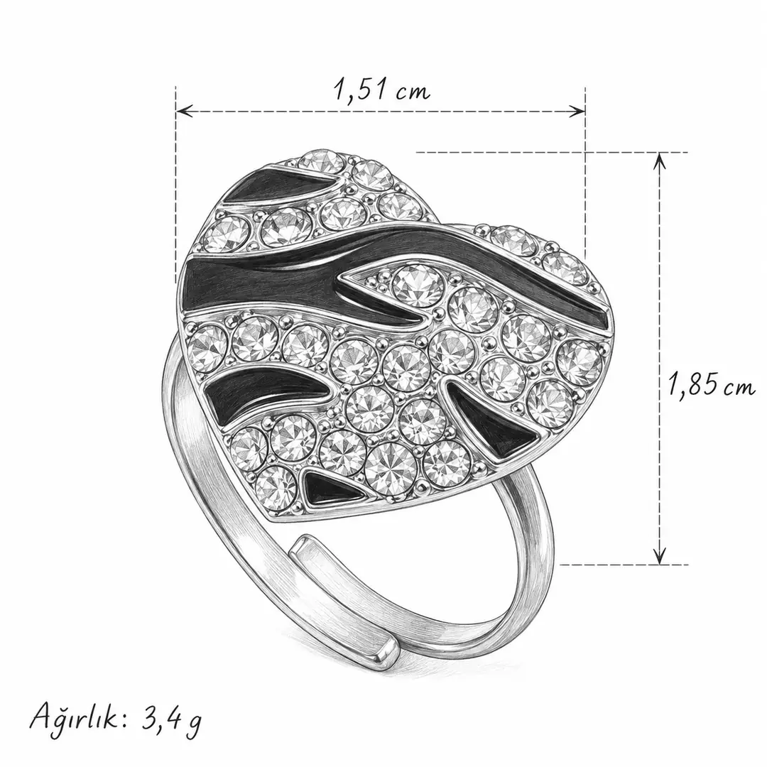 Zebrina Ring | Çelik Yüzük 7