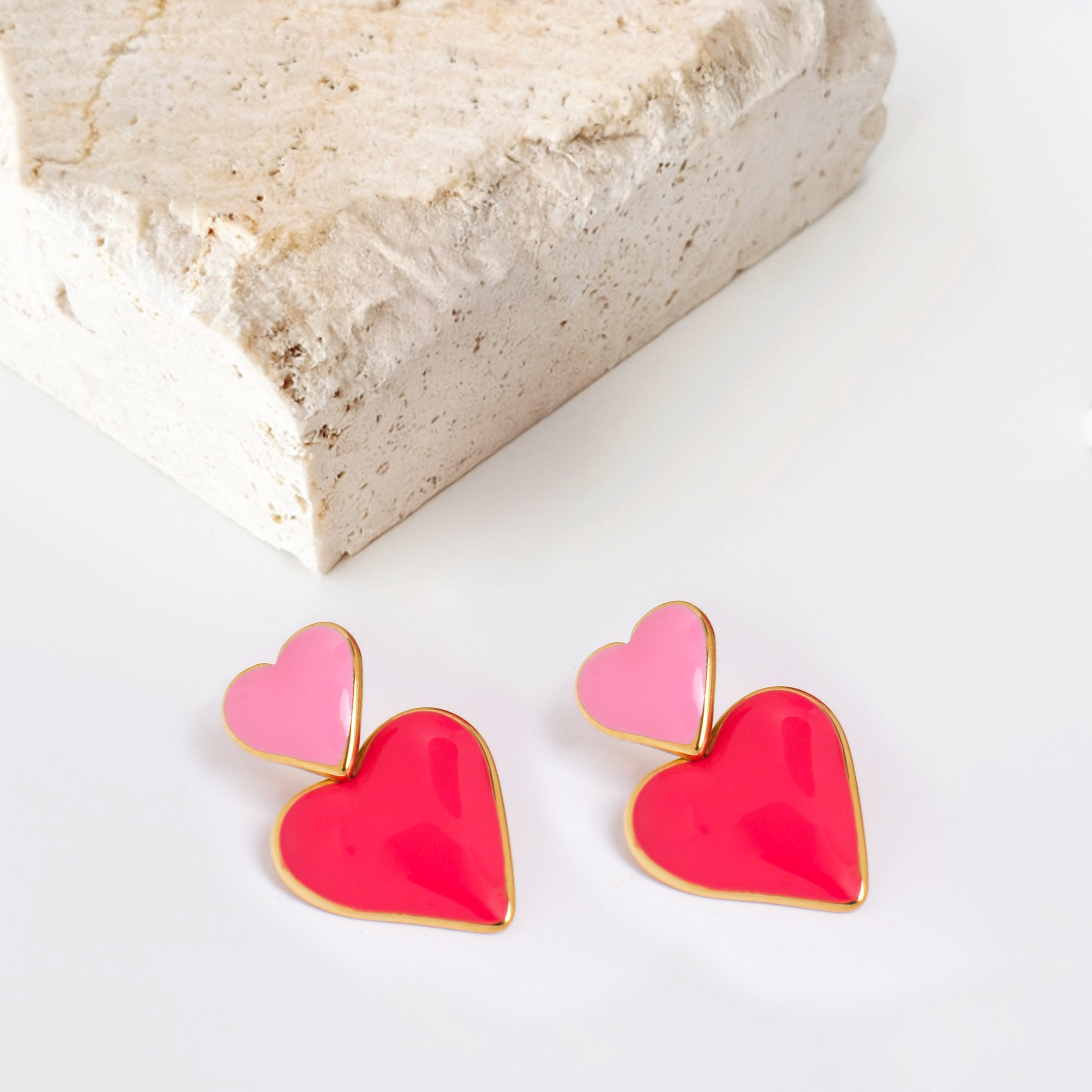Heart Duo Earring | Çelik Küpe