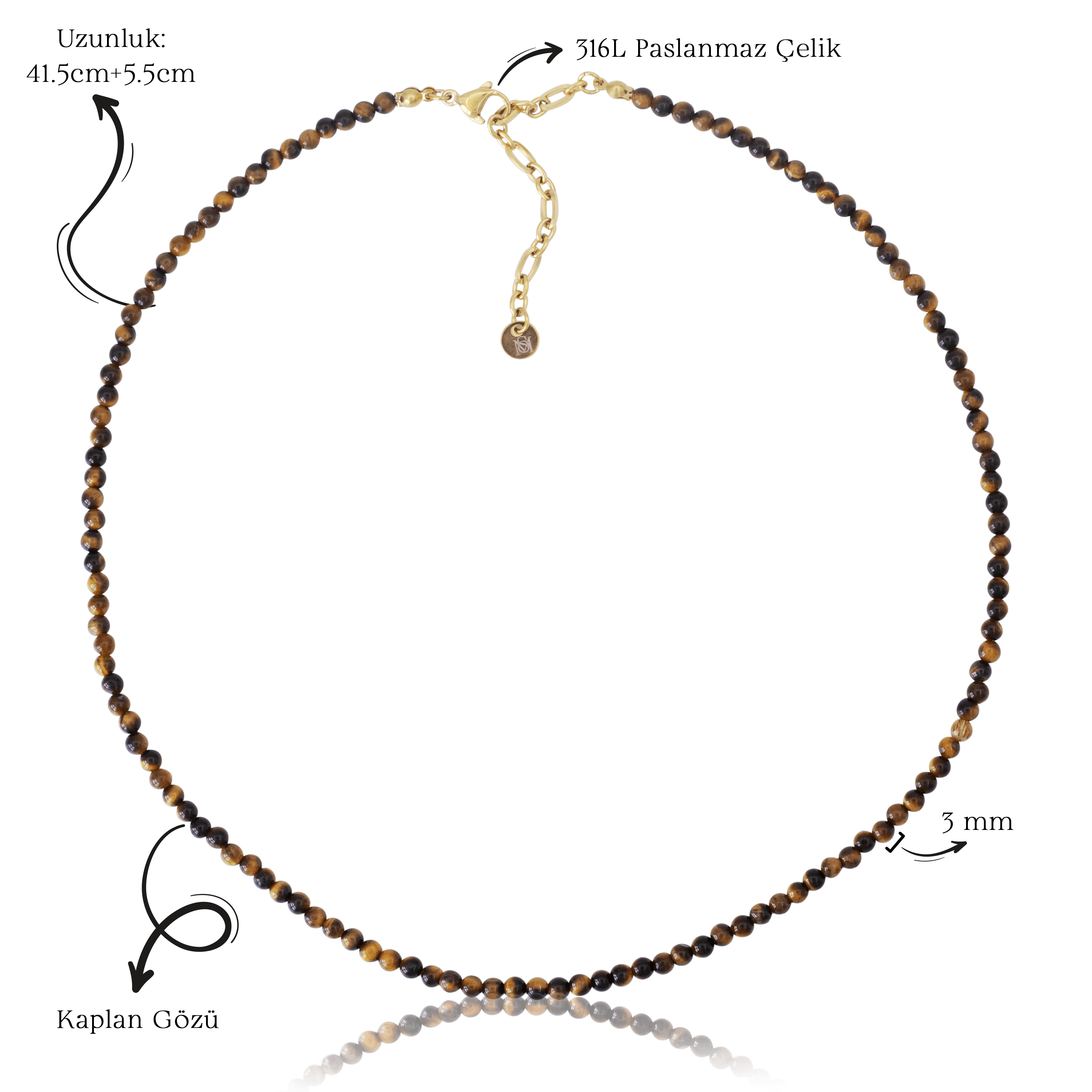 Tiger Glow-3 Necklace | Doğal Taş Kolye