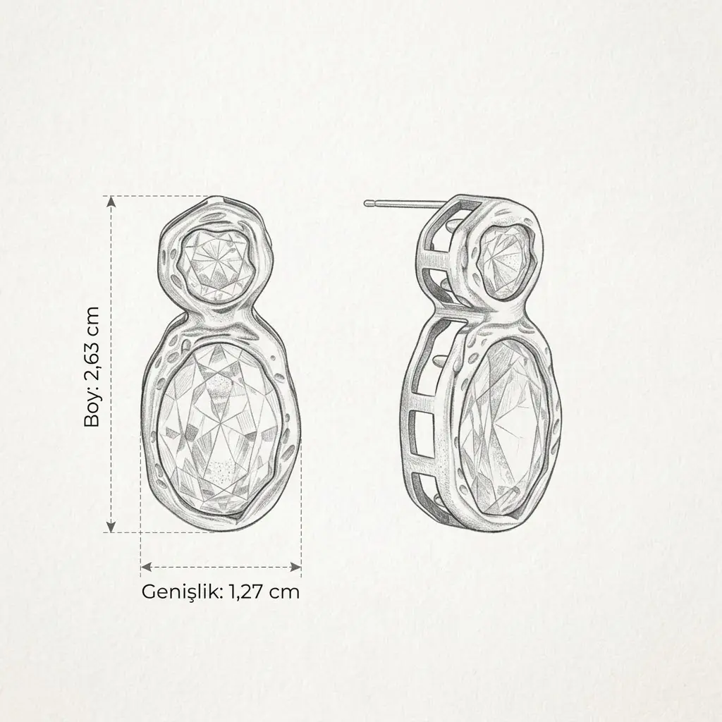Duolina Earring | Çelik Küpe 7