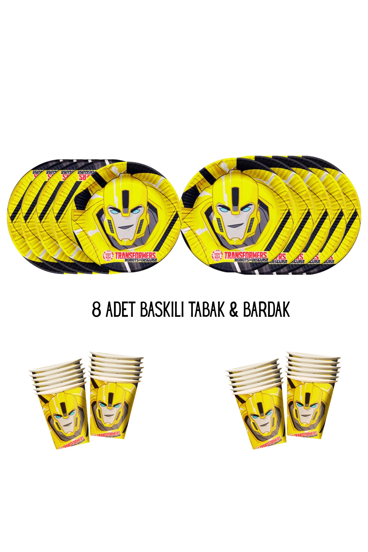 Tema Uyumlu Baskılı 8 Kişilik Tabak , Bardak Doğum Günü Set