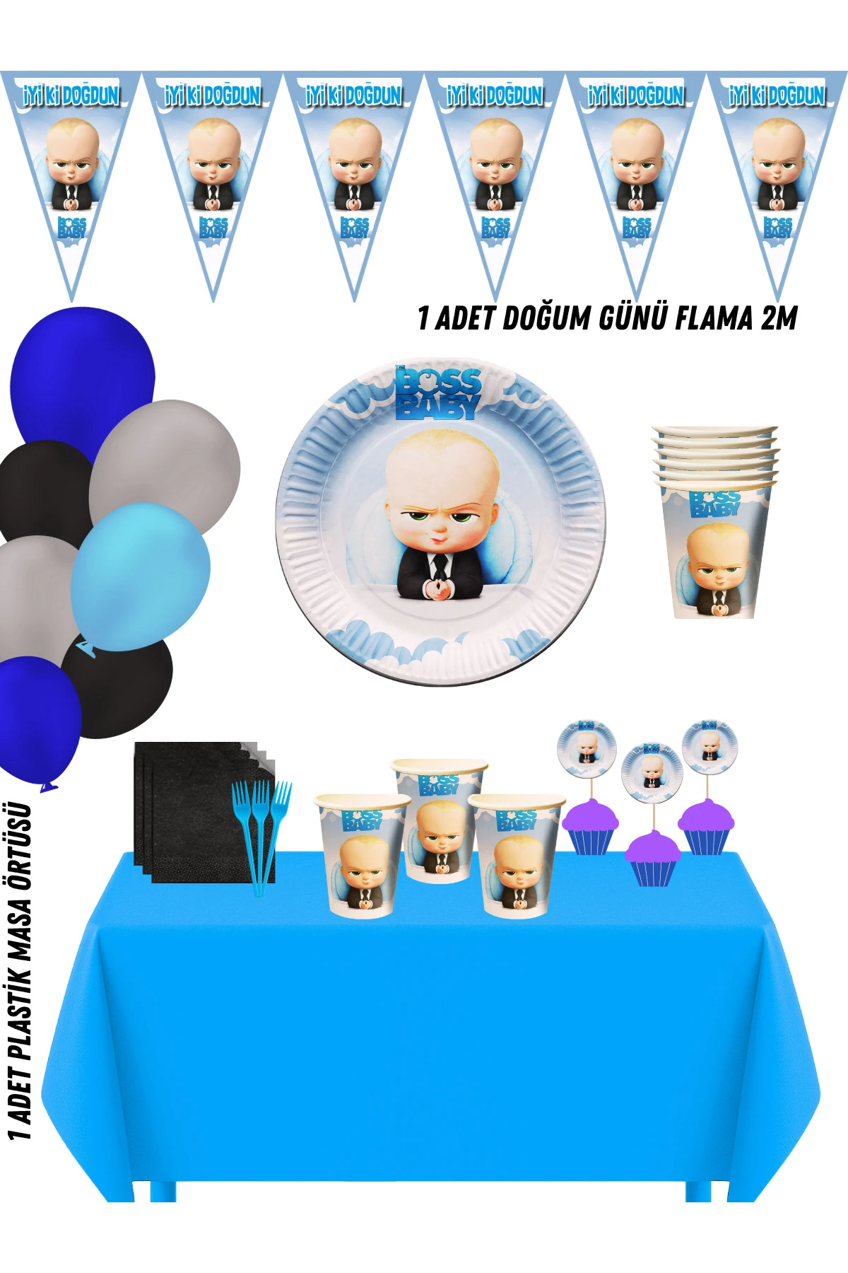 Patron Bebek The Boss Baby 32 Kişilik Doğum Günü Parti Süsleri Seti