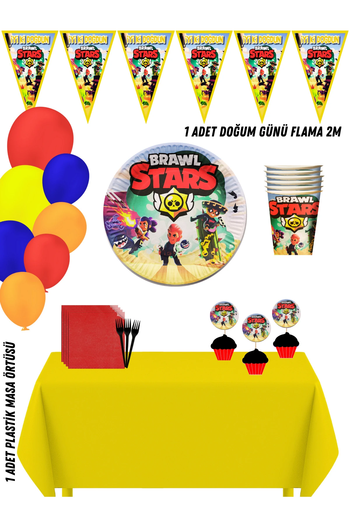 BraWl STaRs 40 Kişilik Doğum Günü Parti Süsleri Seti