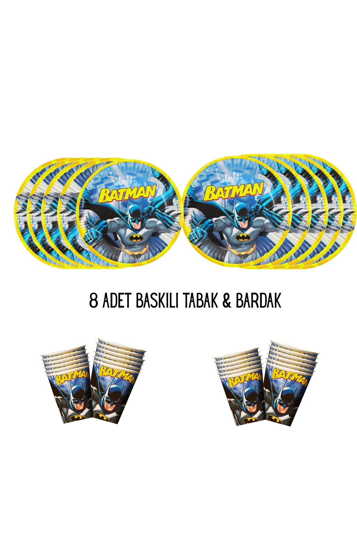 Tema Uyumlu Baskılı 8 Kişilik Tabak , Bardak Doğum Günü Set