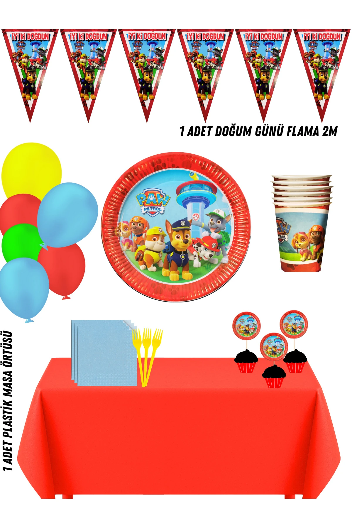 Paw Patrol Ryder 40 Kişilik Doğum Günü Parti Süsleri Seti