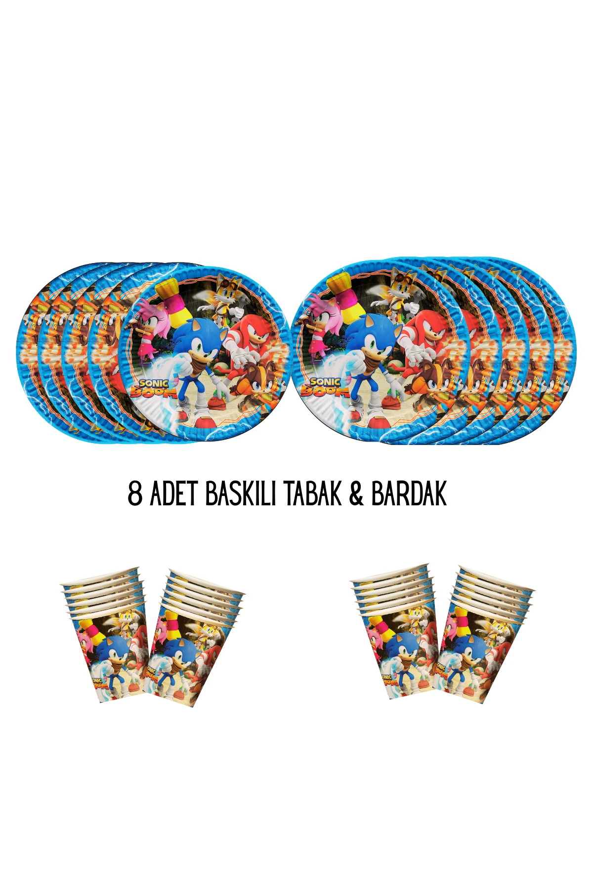 Tema Uyumlu Baskılı 8 Kişilik Tabak , Bardak Doğum Günü Set