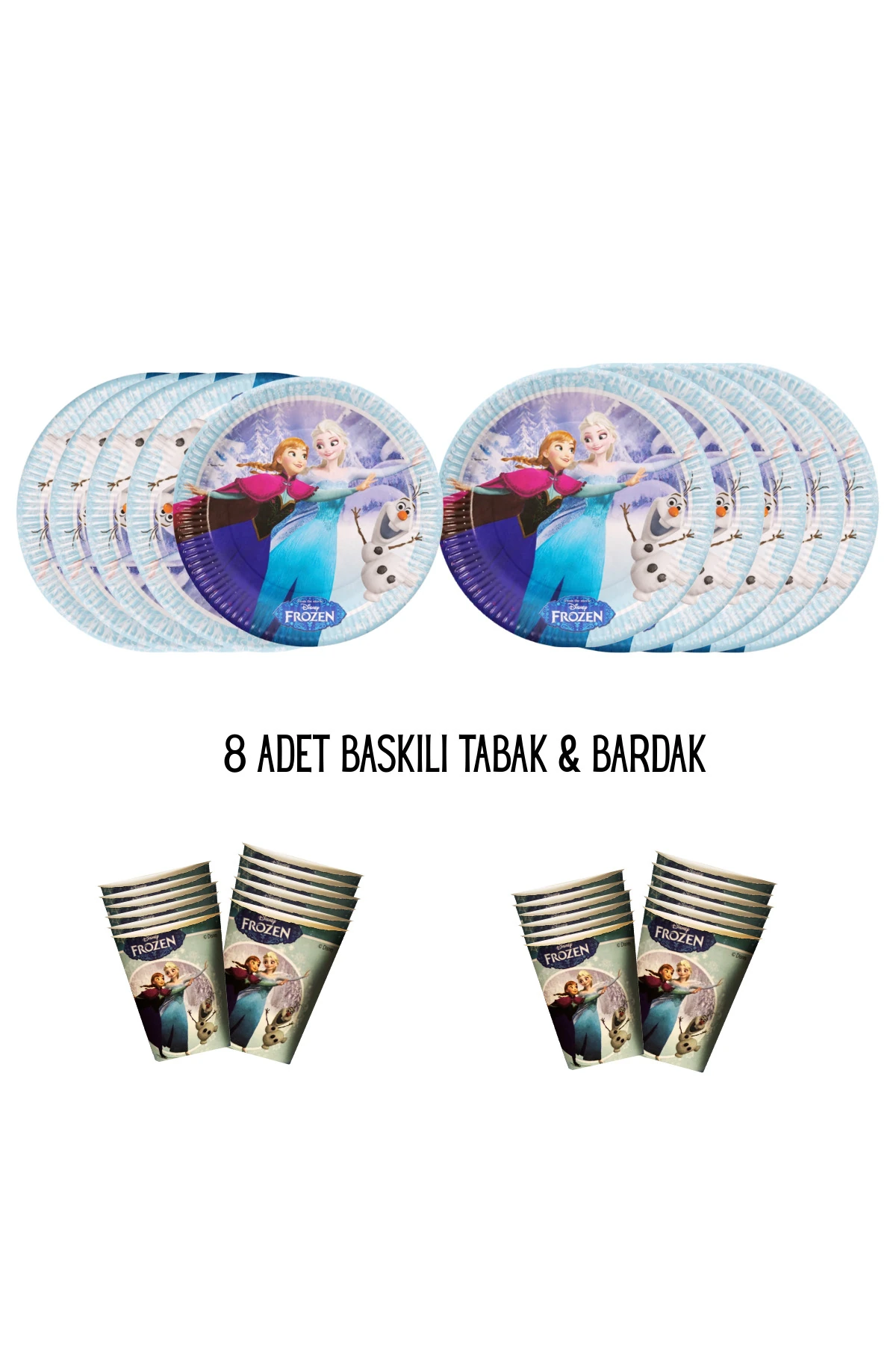 Tema Uyumlu Baskılı 8 Kişilik Tabak , Bardak Doğum Günü Set