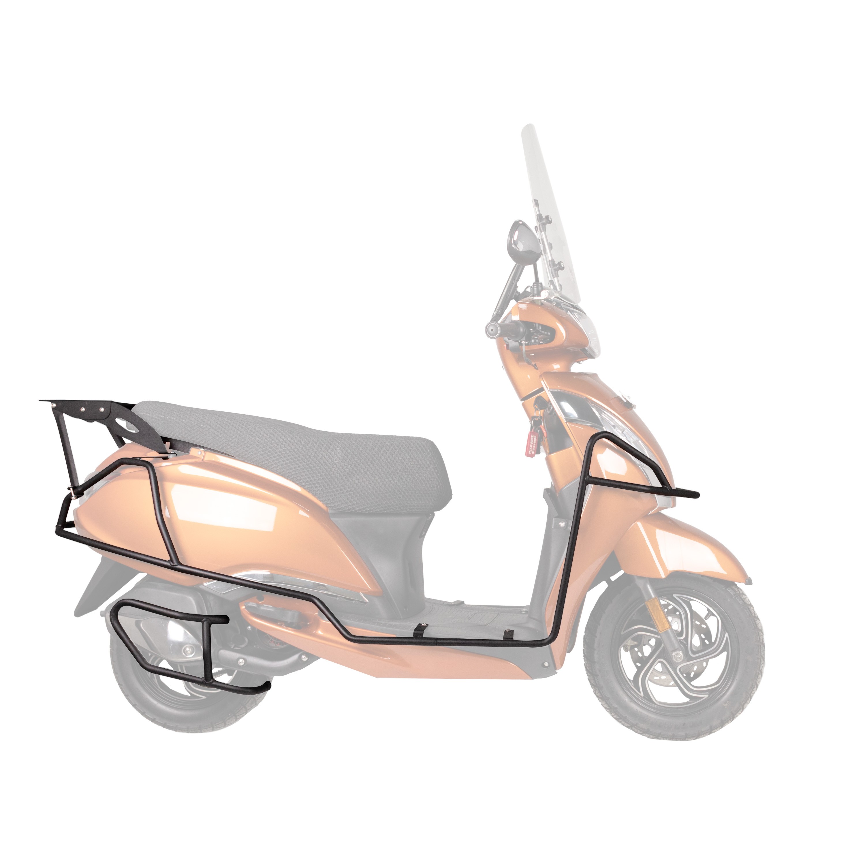 Moto-Knight TVS Jupiter 125 2023 - 2024 Tam Uyumlu Motor Koruma Demiri + Topcase Çanta Demiri Seti Siyah
