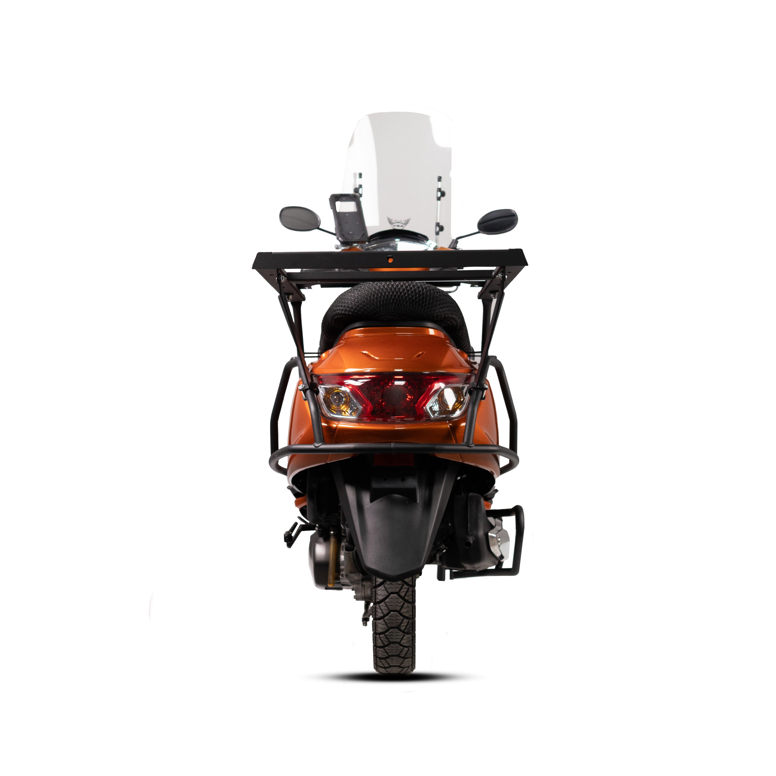 Moto-Knight TVS Jupiter 125 2023 - 2024 Tam Uyumlu Motor Koruma Demiri + Kızaklı Pizzacı Çanta Demiri Seti Siyah