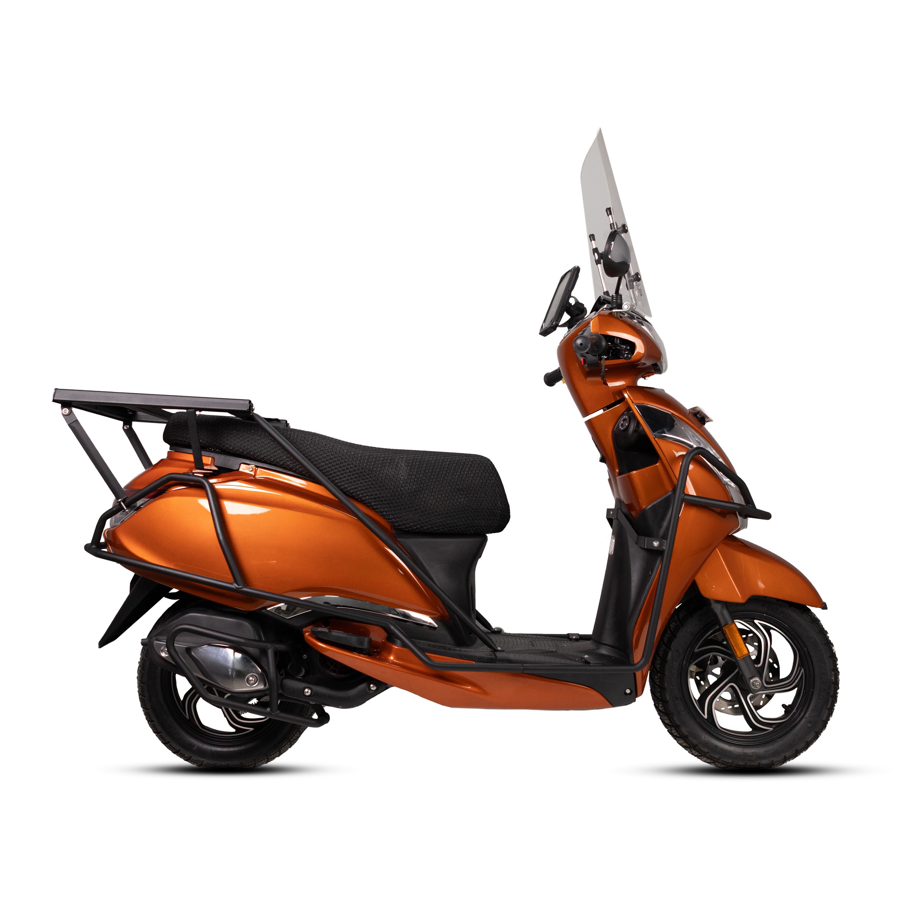 Moto-Knight TVS Jupiter 125 2023 - 2024 Tam Uyumlu Motor Koruma Demiri + Kızaklı Pizzacı Çanta Demiri Seti Siyah