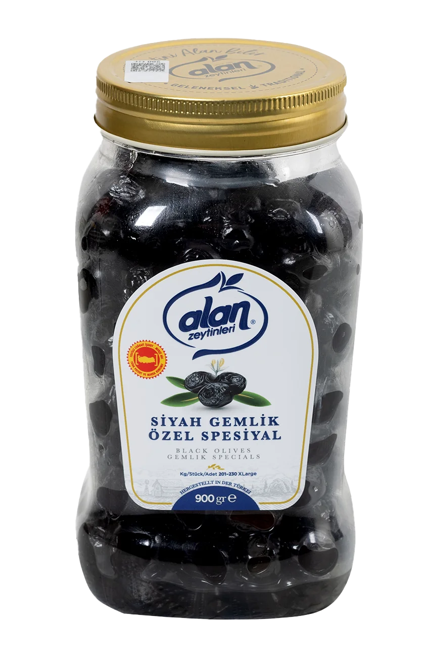 Alan Zeytin Gemlik Siyah Zeytin 201-230 XL Pet 900 Gr
