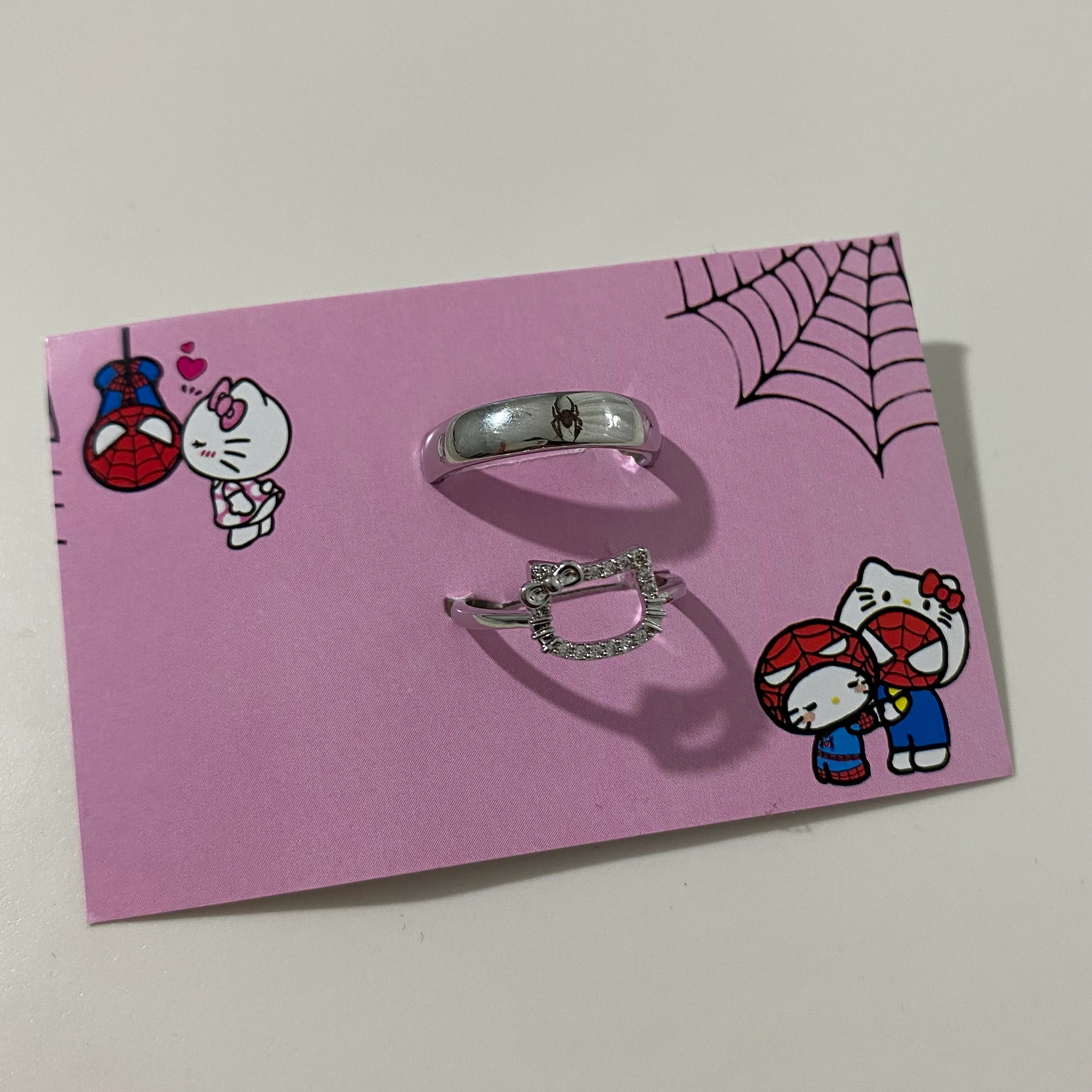 Hellokitty Spiderman çift yüzük 