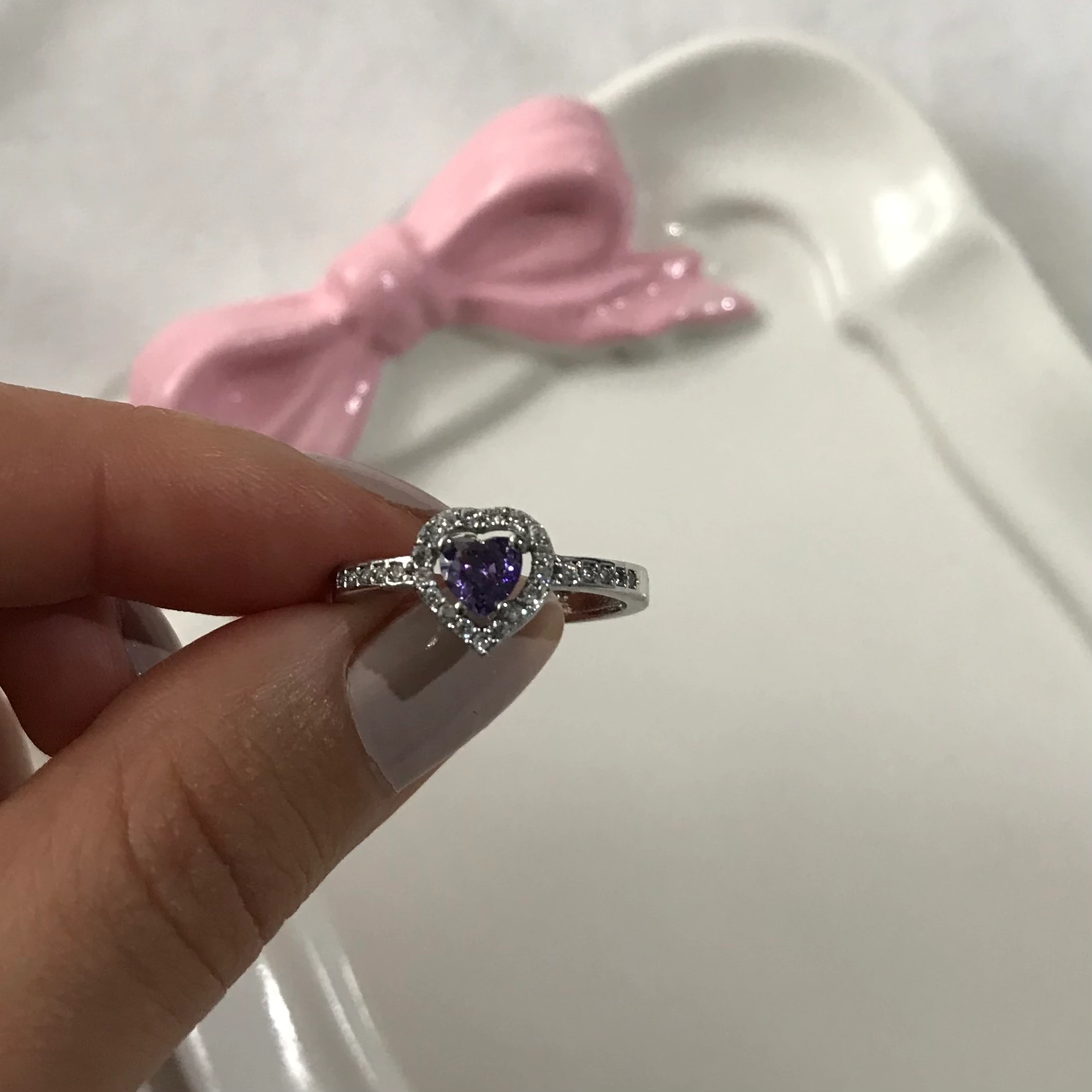 Pandora kalp mor yüzük 