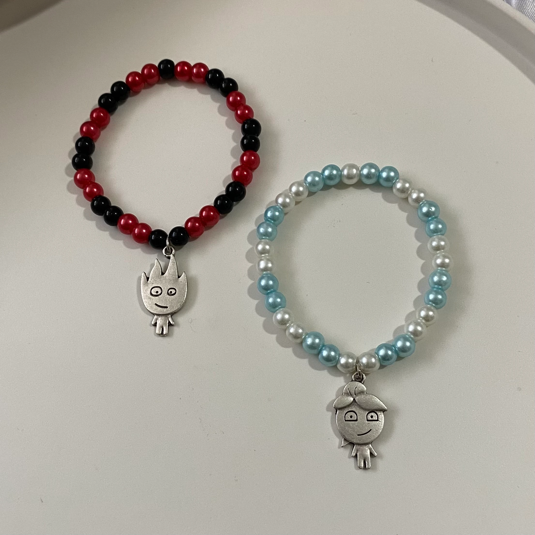 Ateş su inci çift bileklik  