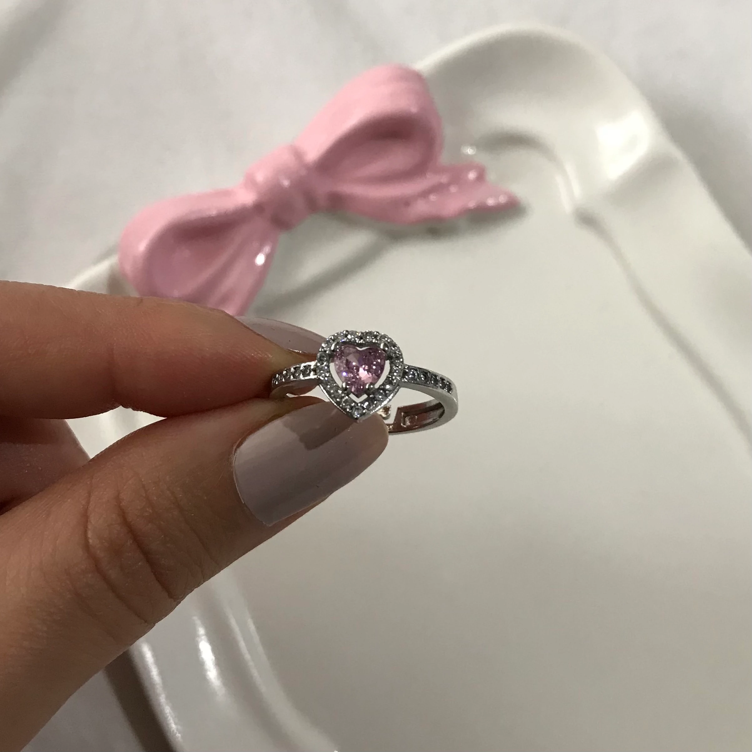 pandora kalp pembe yüzük 