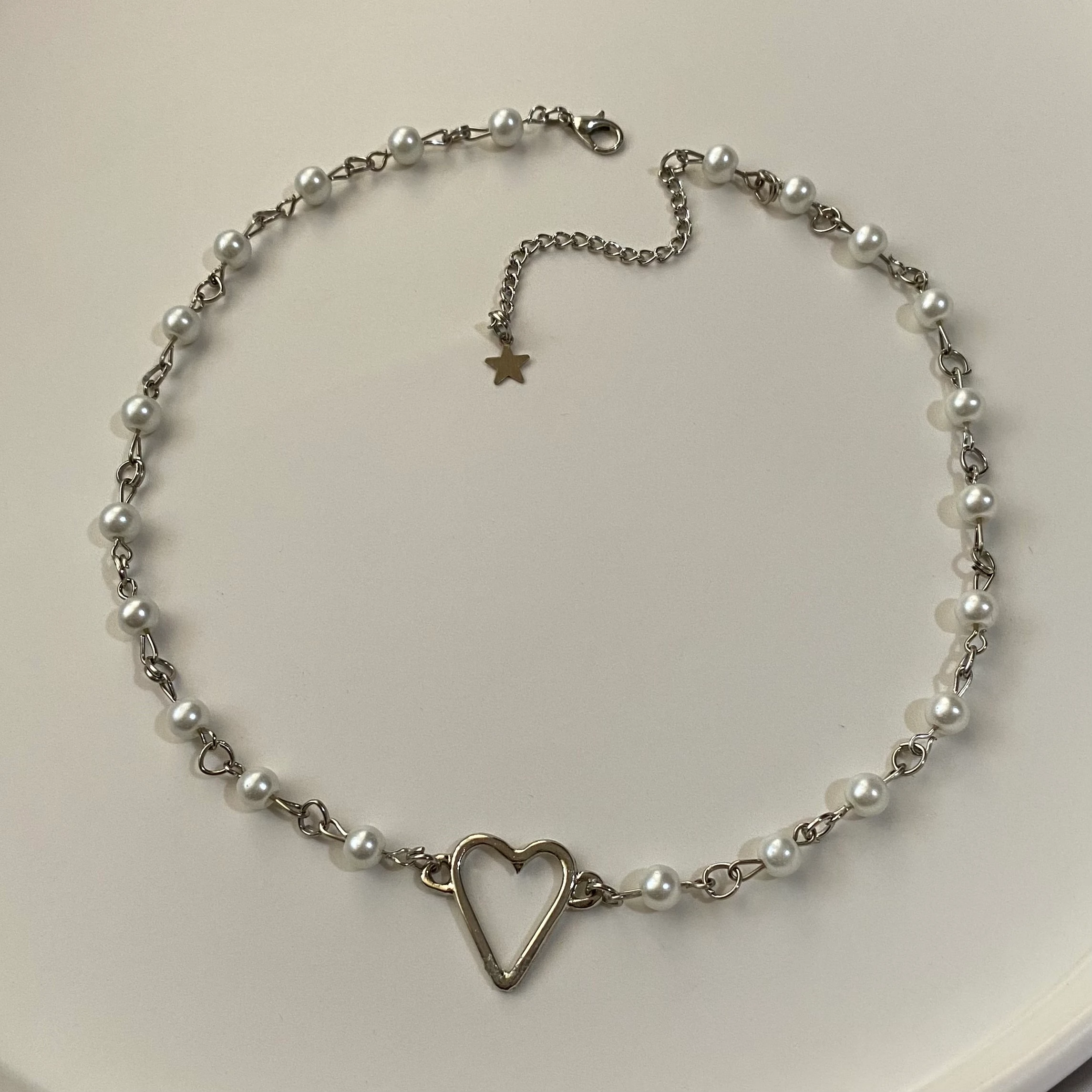İnci kalp kolye 