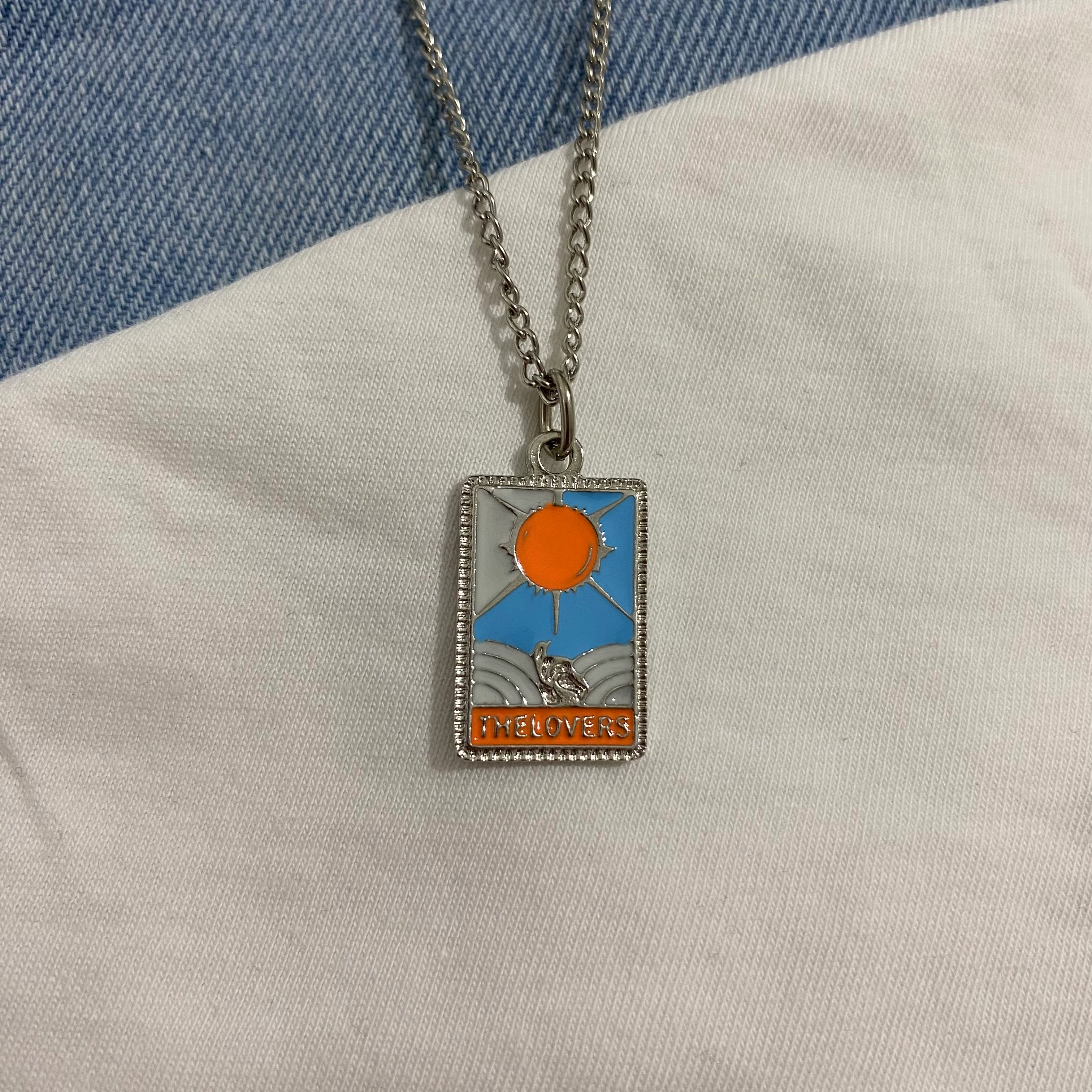 Lovers Tarot kart kolye 