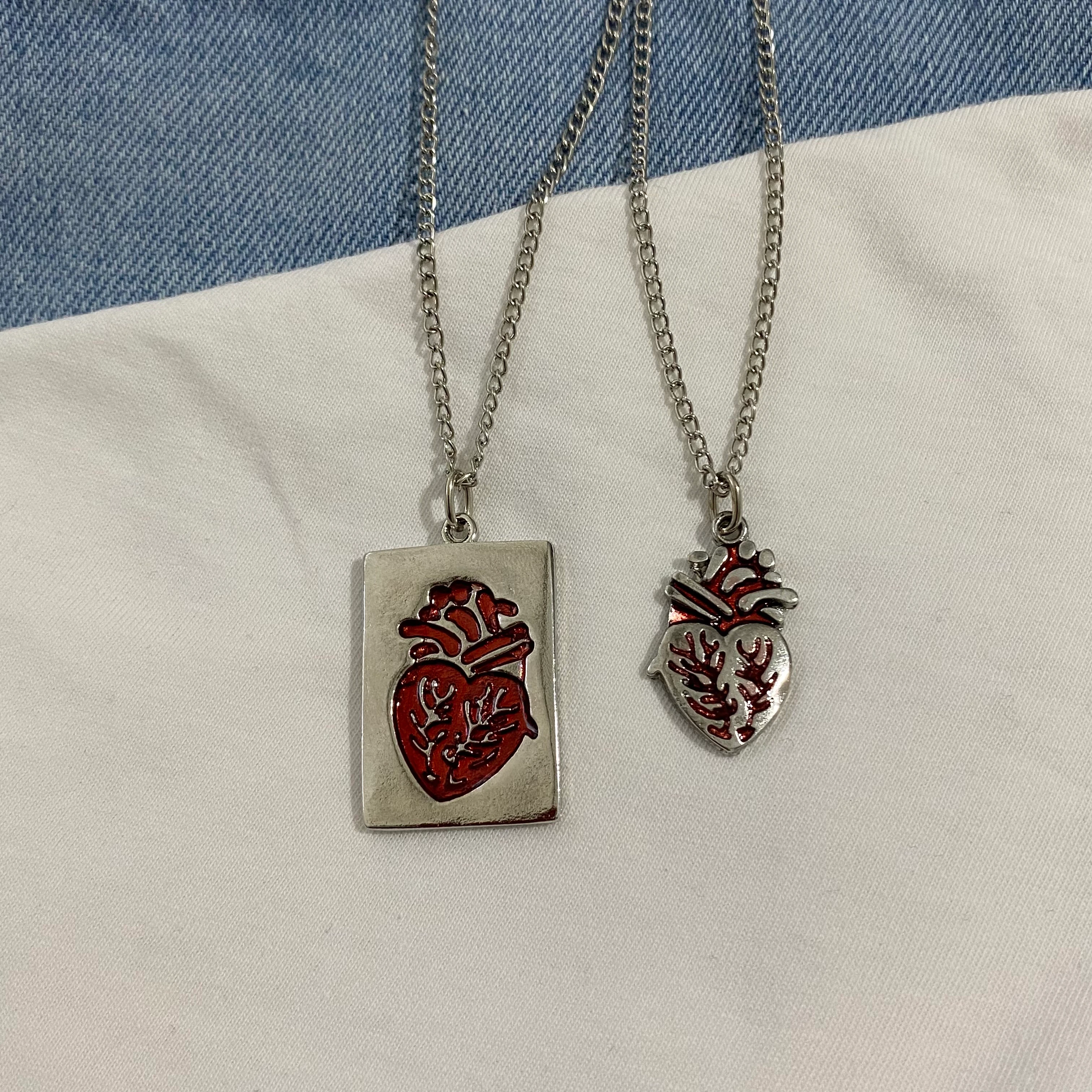 Anatomik Kalp çift kolye 