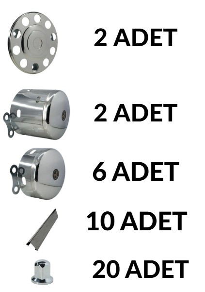 TIR DORSE JANT KAPAK SETİ 10'LU PASLANMAZ KROM 22.5 JANT