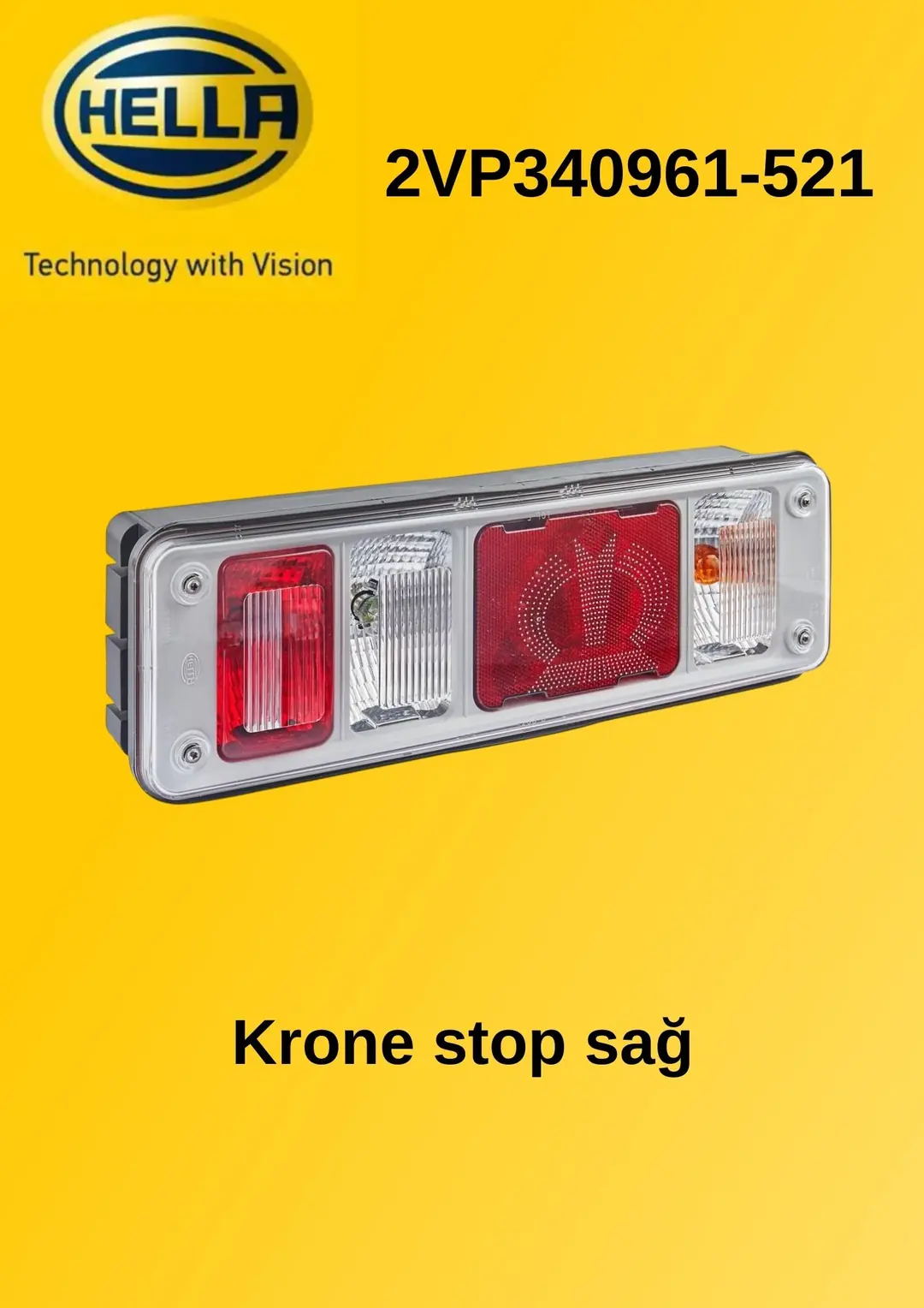 DORSE STOP LAMBASI ŞEFFAF KRONE LOGOLU LEDLİ SAĞ HELLA.2VP340961-521