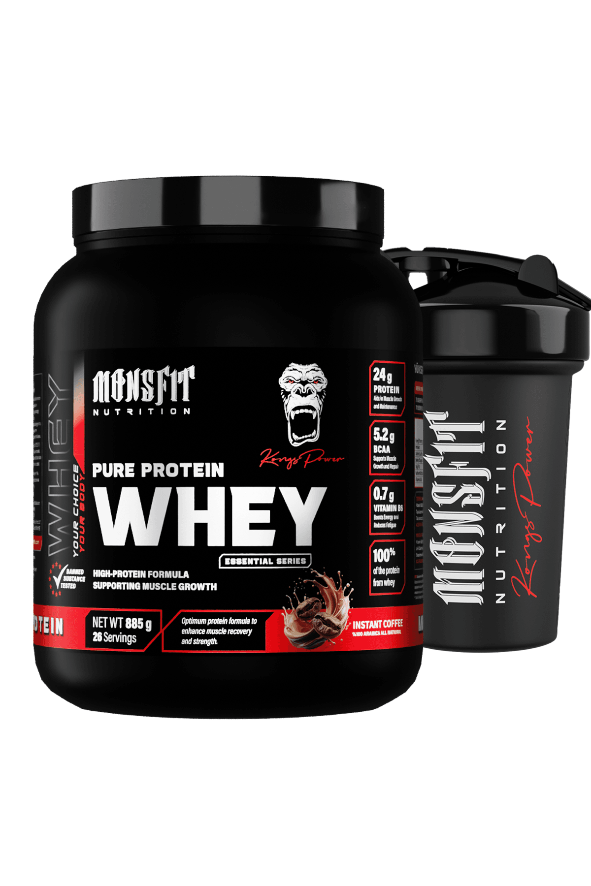 Whey Protein 885 G (26 SERVİS) - Kas Yapılanmasına Yardımcı (Instant Kahve Aromalı)