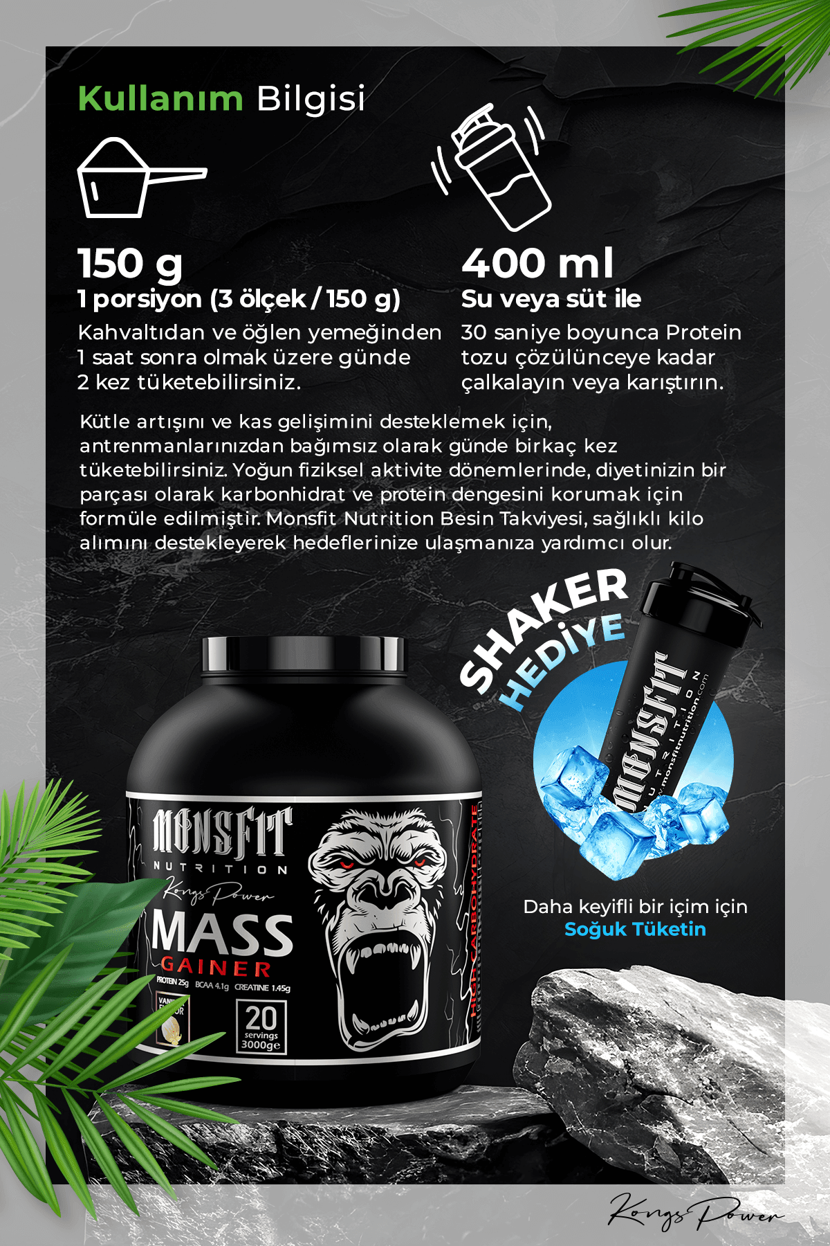 Mass Gainer 3.000G Vanilya Aroma (20 SERVİS) - Kilo Alımına Yardımcı