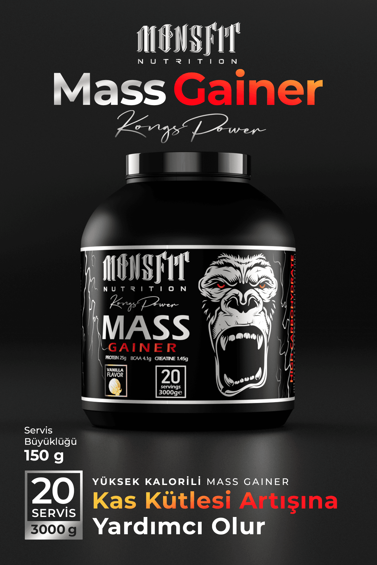 Mass Gainer 3.000G Vanilya Aroma (20 SERVİS) - Kilo Alımına Yardımcı