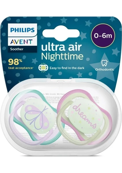 Philips Avent SCF376/19 Ultra Air Gece Emzik 0-6 Ay 2li Kız