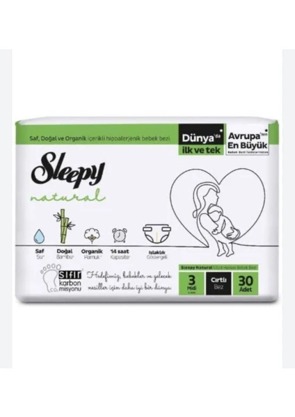Sleepy Bebek Bezi Natural 3 Beden Maxi 4-9 kg 30'lu