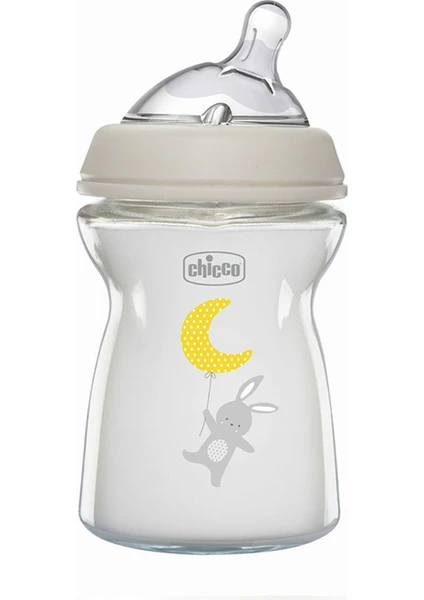 Chicco Natural Feeling Silikon Emzikli Cam Biberon Desenli 250 ml 0+ Ay Yeni
