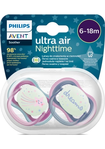 Philips Avent SCF376/14 Ultra Air Gece Emzik 6-18 Ay 2li Kız