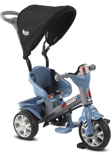 Babyhope Bobo Tenteli İtmeli Bisiklet Mavi-Gri