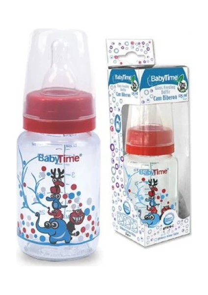 BABYTIME KLASİK CAM BİBERON S.KİRAZ UÇLU 125CC