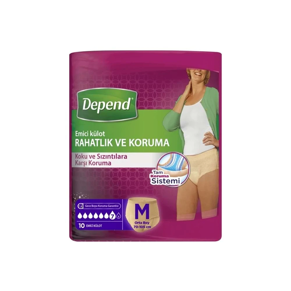 Depend Tek Kullanımlık Emici Kadın Külodu 10'lu Orta Boy