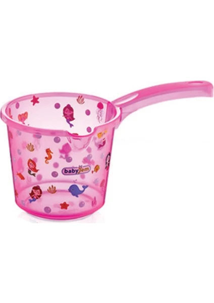 Babyjem Desenli Bebek Banyo Maşrapası Şeffaf Pembe
