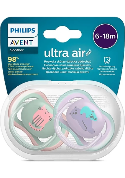 Philips Avent SCF085/18 Ultra Air Silikon Emzik 2li 6-18 Ay Kız