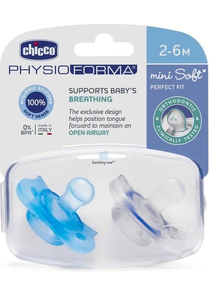 Chicco PhysioForma Mini Soft 2'li Emzik 2-6 Ay Erkek